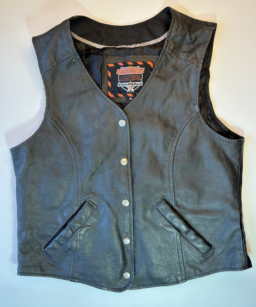 Interstate Leather Sin City Black Motorcycle Vest Mens XL